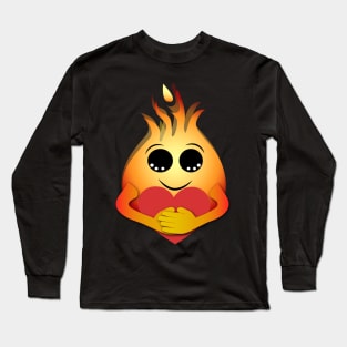 Caring Flame Emoji Long Sleeve T-Shirt